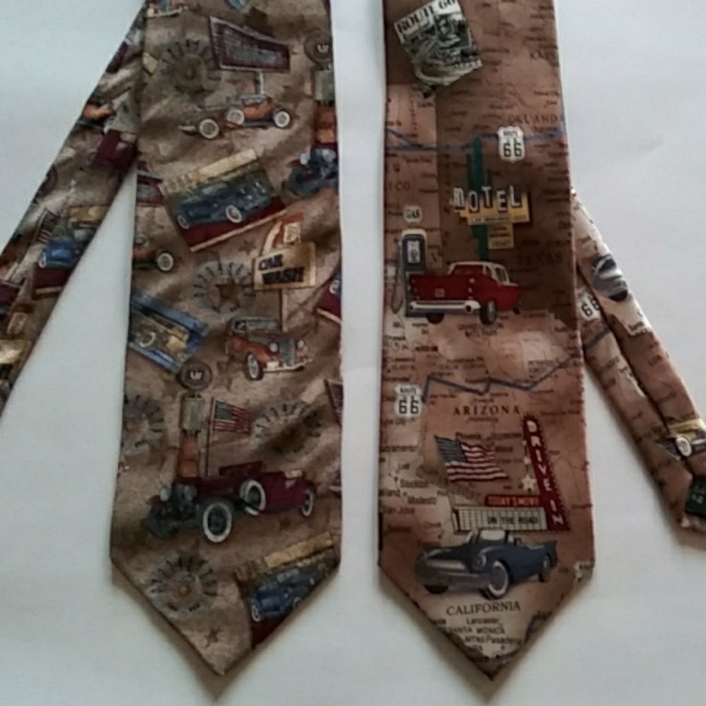 2pcs Vintage Cars ties 1930s 1950s